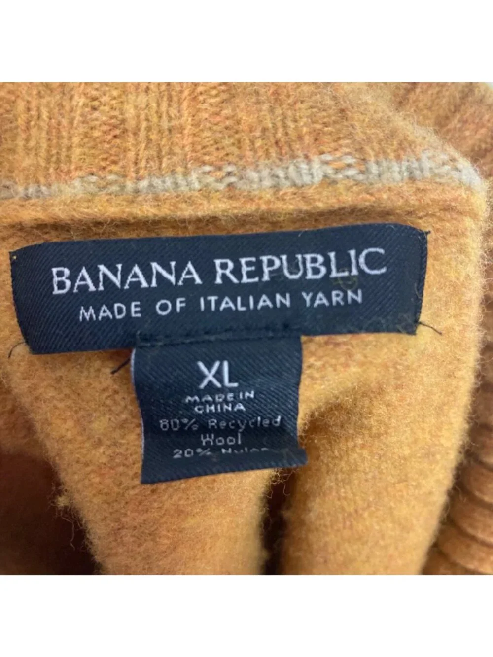 Banana Republic Wool Blend Pullover Henley Sweater Mens XL Mustard Yellow Soft